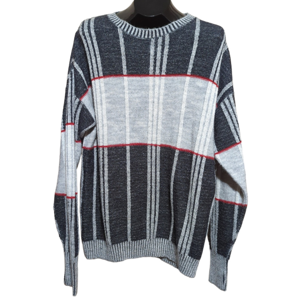 JERSILD Vintage Gray Striped Cosby Sweater Men's Size 2X Tall 90s Late 80s